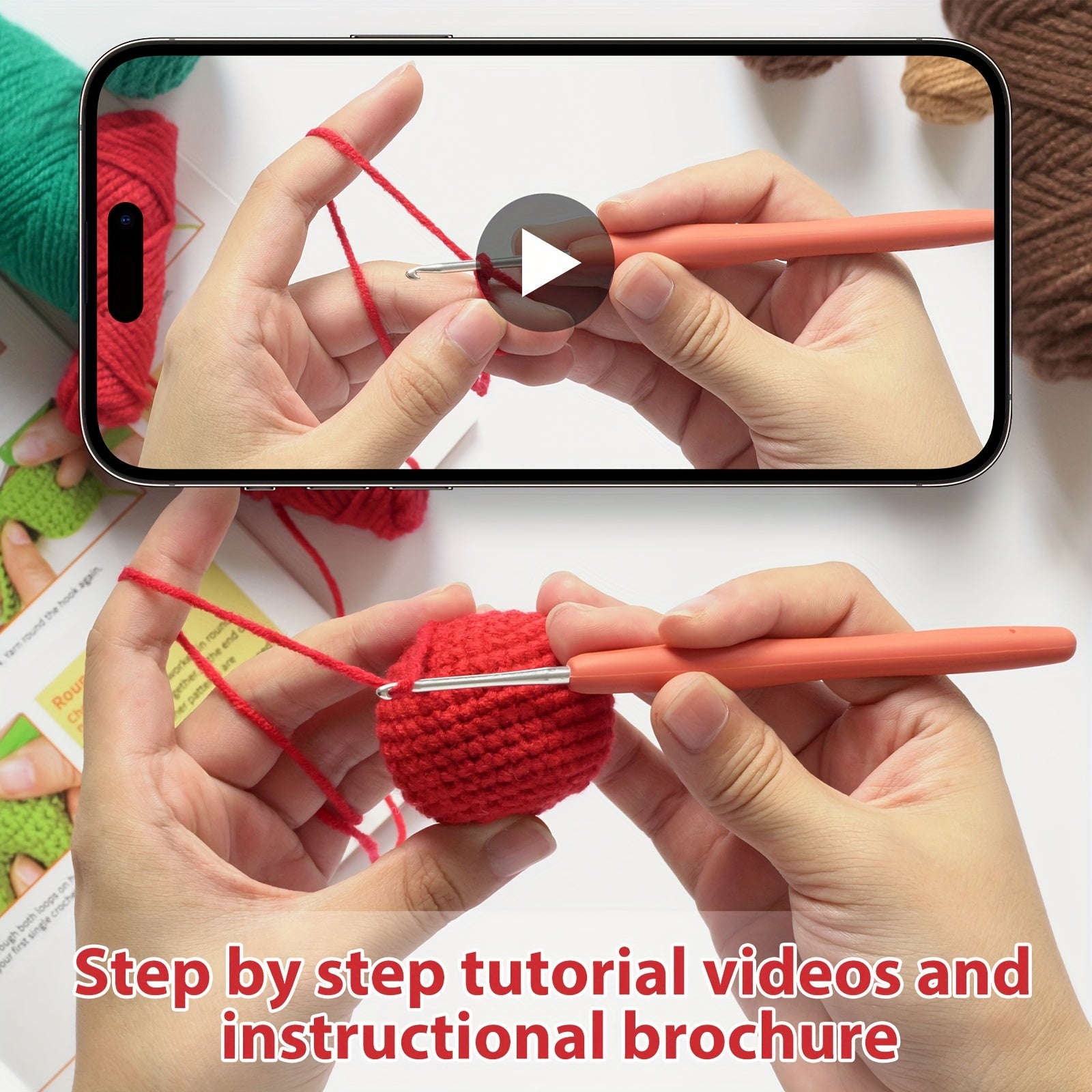 Crochet Kit for Beginners with Step Guide & Video Tutorial
