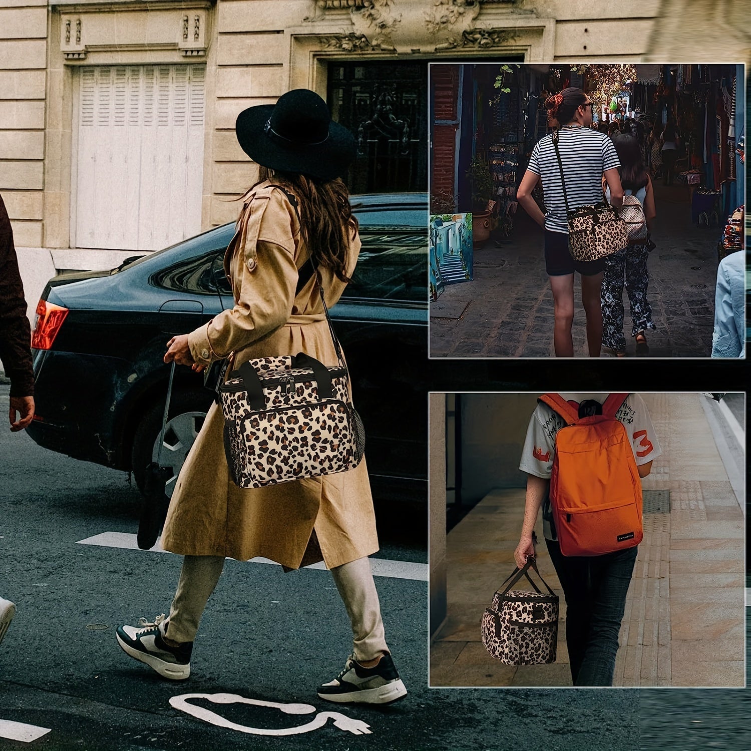 HEOPONO Insulated Lunch Bag Waterproof Portable Cooler Warmer Outdoor Camping Lu