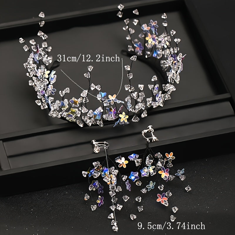 Crystal Headband Wedding Tiara Set with Earrings