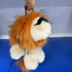 Plush Lion Keychain Fluffy Face & Mane Durable Stuffed Animal Charm