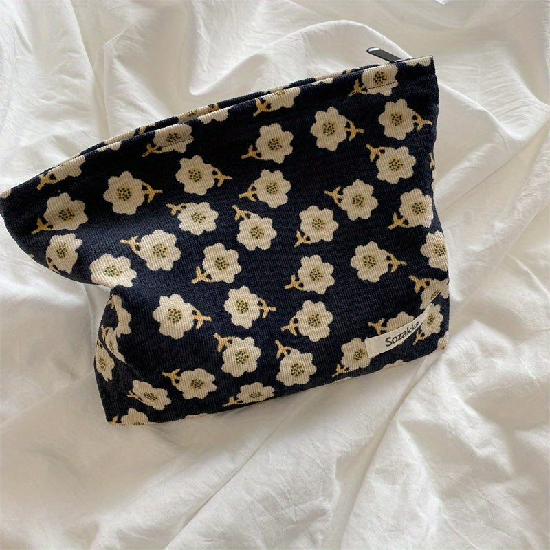 Flower Pattern Carry On Bag Zipper Portable Cosmetic Bag