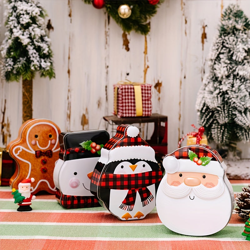 Christmas Gingerbread Man Cookie Box Snowman Tin Box