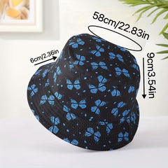 Butterfly Print Reversible Bucket Hat Lightweight Basin Hat Casual Sunscreen