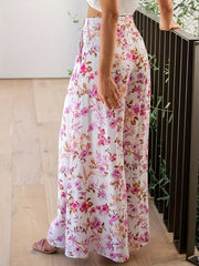  Boho Pants Women's Plus Floral Wide Leg Pants