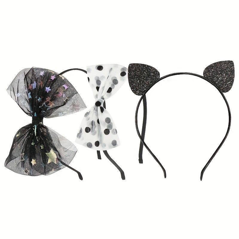 Halloween Mesh Hair Hoop with Cat Ears for Children