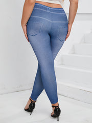  Denim Print High Rise Leggings