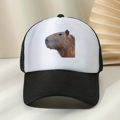 Capybara Print Baseball Cap Mesh Trucker Hat