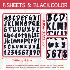 Vinyl Letter Number Stickers Self Adhesive 8 Sheets