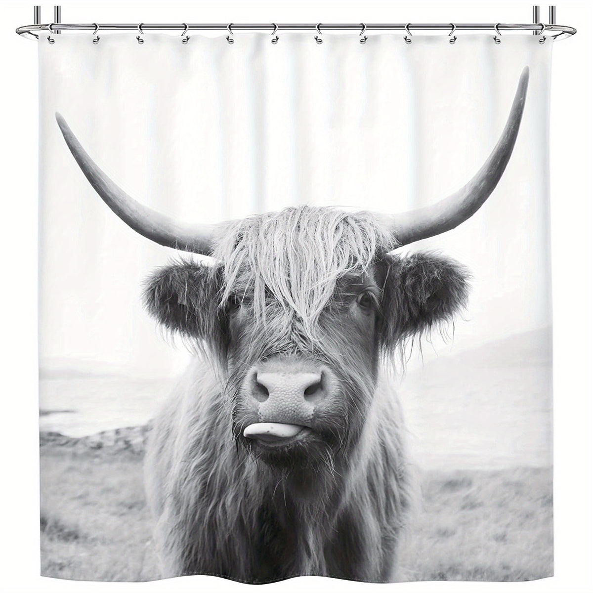 Highland Cow Shower Curtain with 12 Hooks