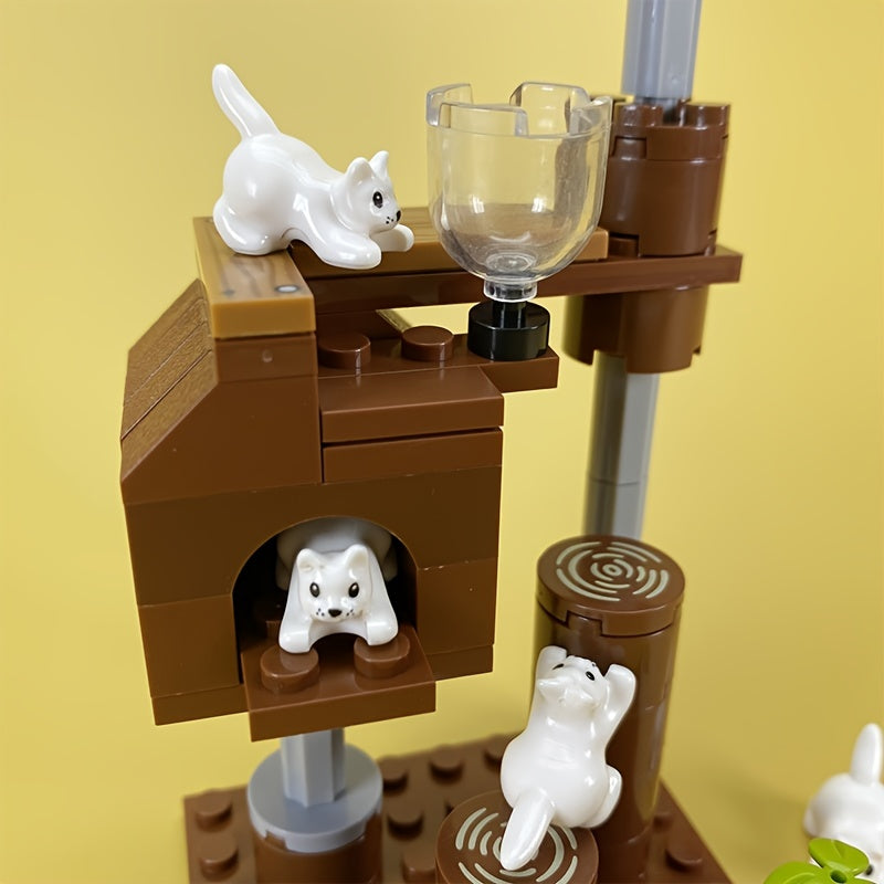 City Cattery Building Blocks Toys MOC Cats House Farm DIY Blocks Gift