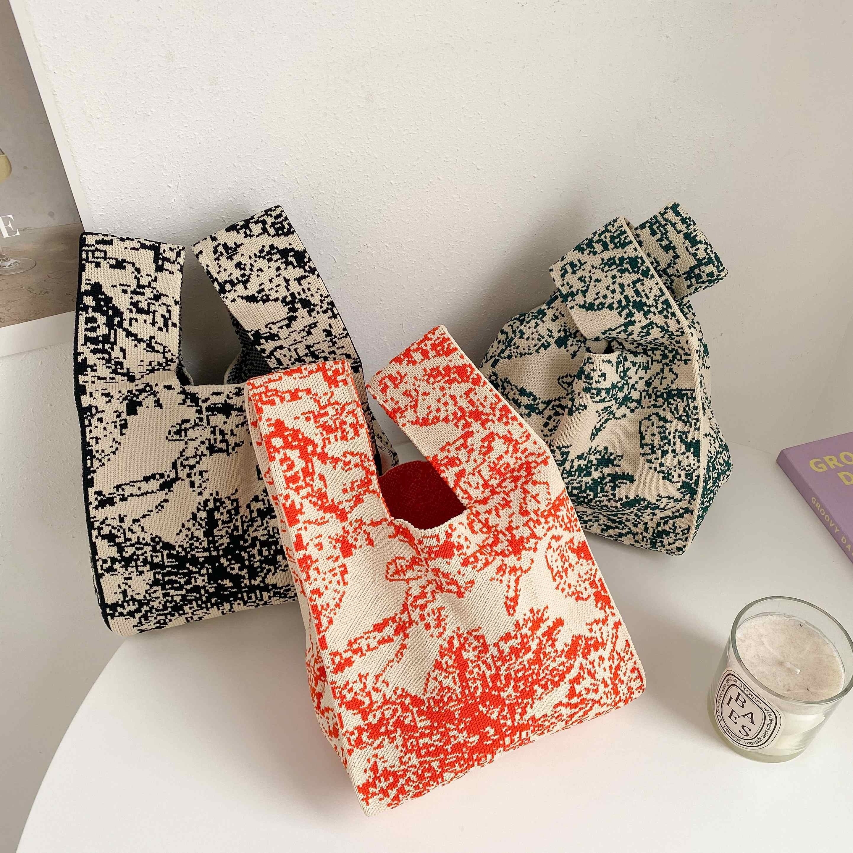 Flower Pattern Tote Handbag Crochet Bag