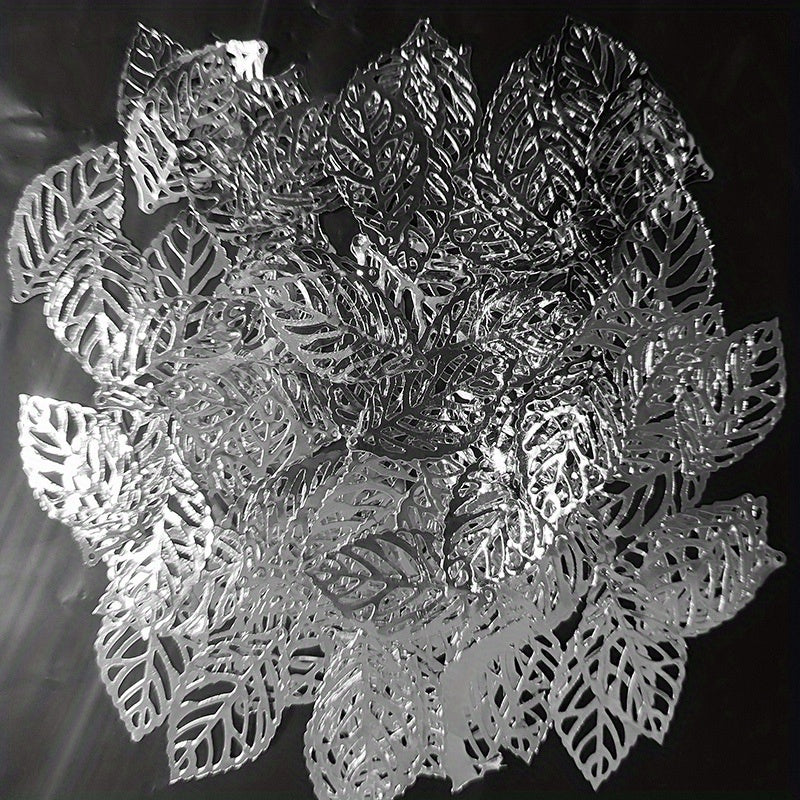 100pcs Leaf Metal Flower Frame Pendant Charm DIY UV Resin Necklace