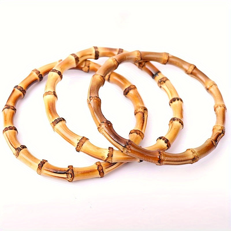 1pc Bamboo Handle Diy Bag Material Wooden Bamboo Ring Bamboo Bag Handle