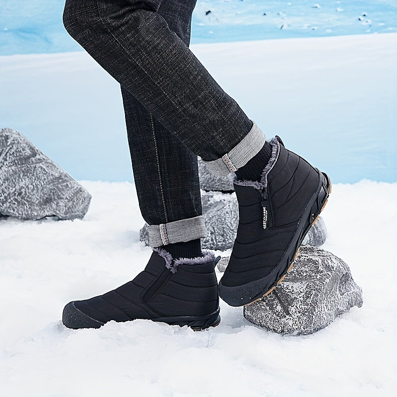 Fur Lined Zip Snow Boots Waterproof Thermal Slip On Winter Warm Shoes