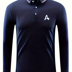 Men's Long Sleeve Polo Shirt - Patterned Casual Fit
