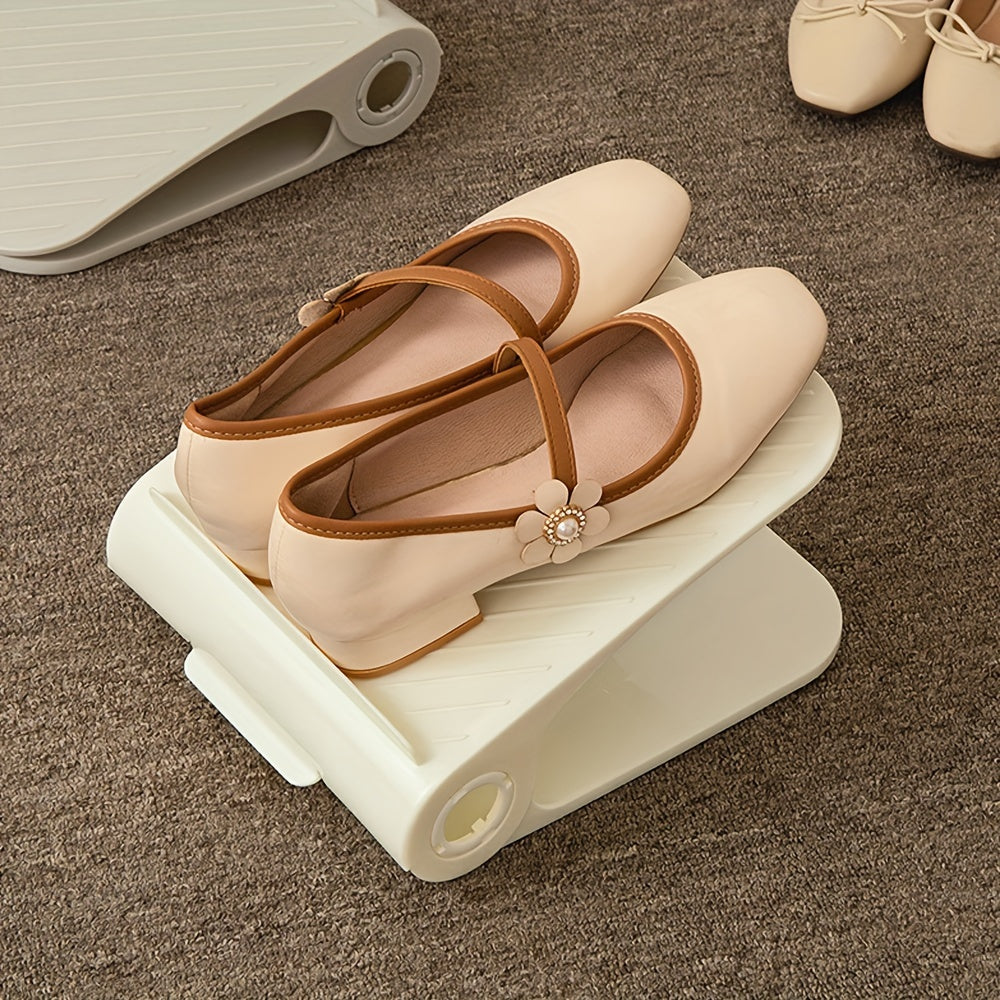 Adjustable Double Layer Shoe Slot Organizer, Space Saving Shoe Rack