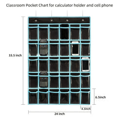 Classroom Cellphone & Calculator Organizer with Hanging Hooks & Number Stickers
