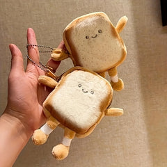 Cartoon Toast Shaped Coin & Earbud Pouch Portable Storage Bag