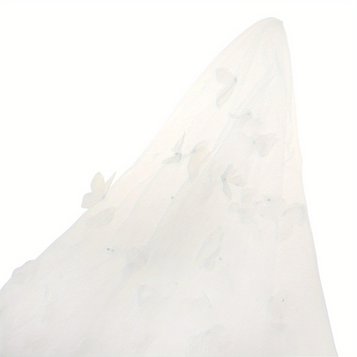 Butterfly Tulle Bridal Veil with Floral Layering