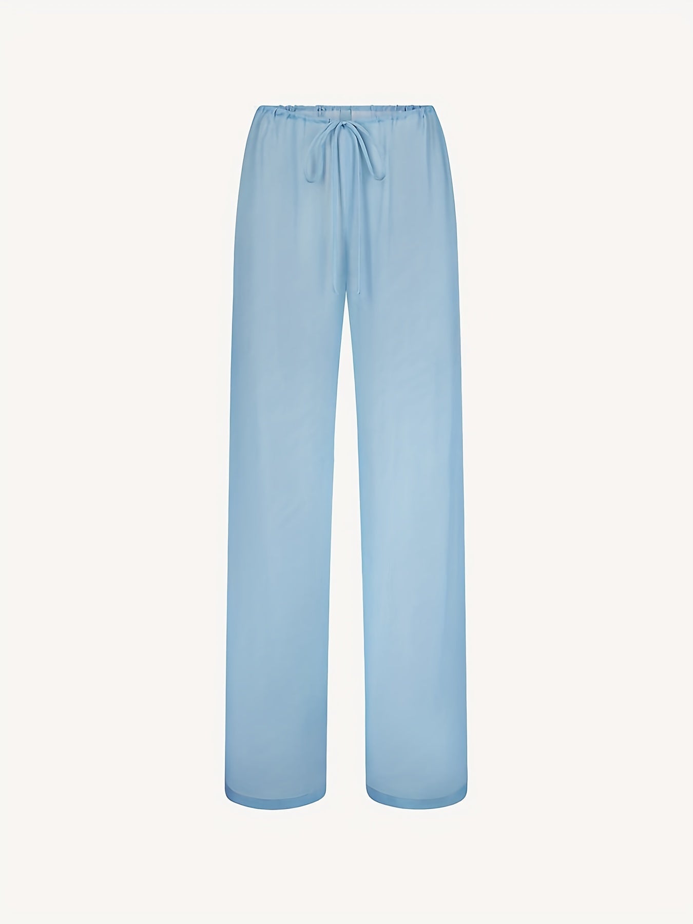  Sexy Pants Women's Plus Solid Drawstring High Rise Semi Sheer Loose