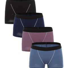 4 Pack Plus Size Boyshort Panties Set Solid Women's Underwear