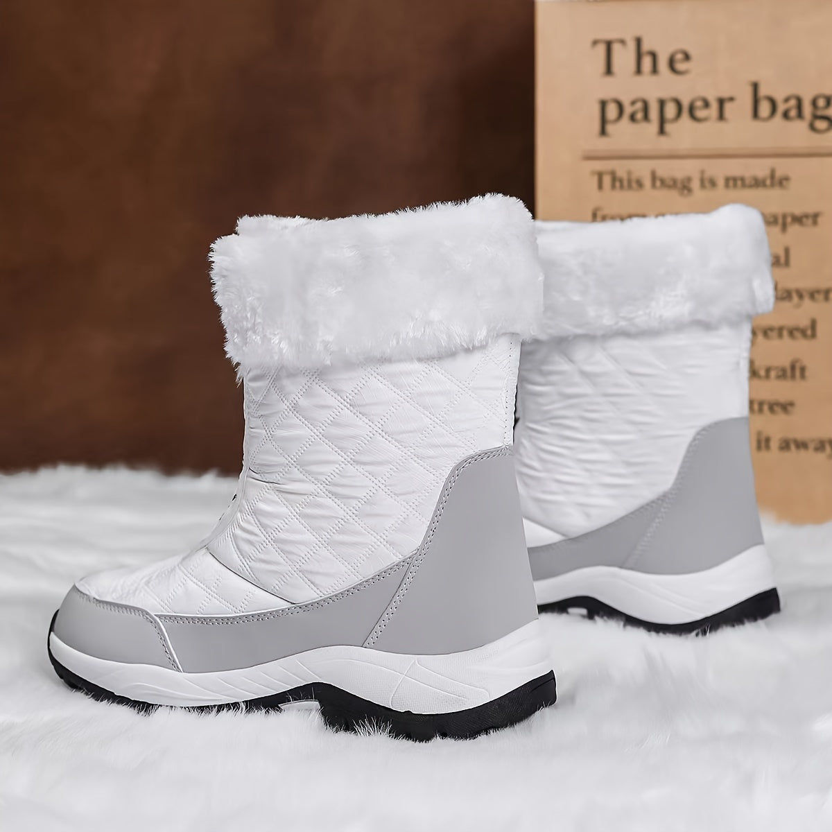 Women's Waterproof Snow Boots High Top Lace Up Hiking Boots