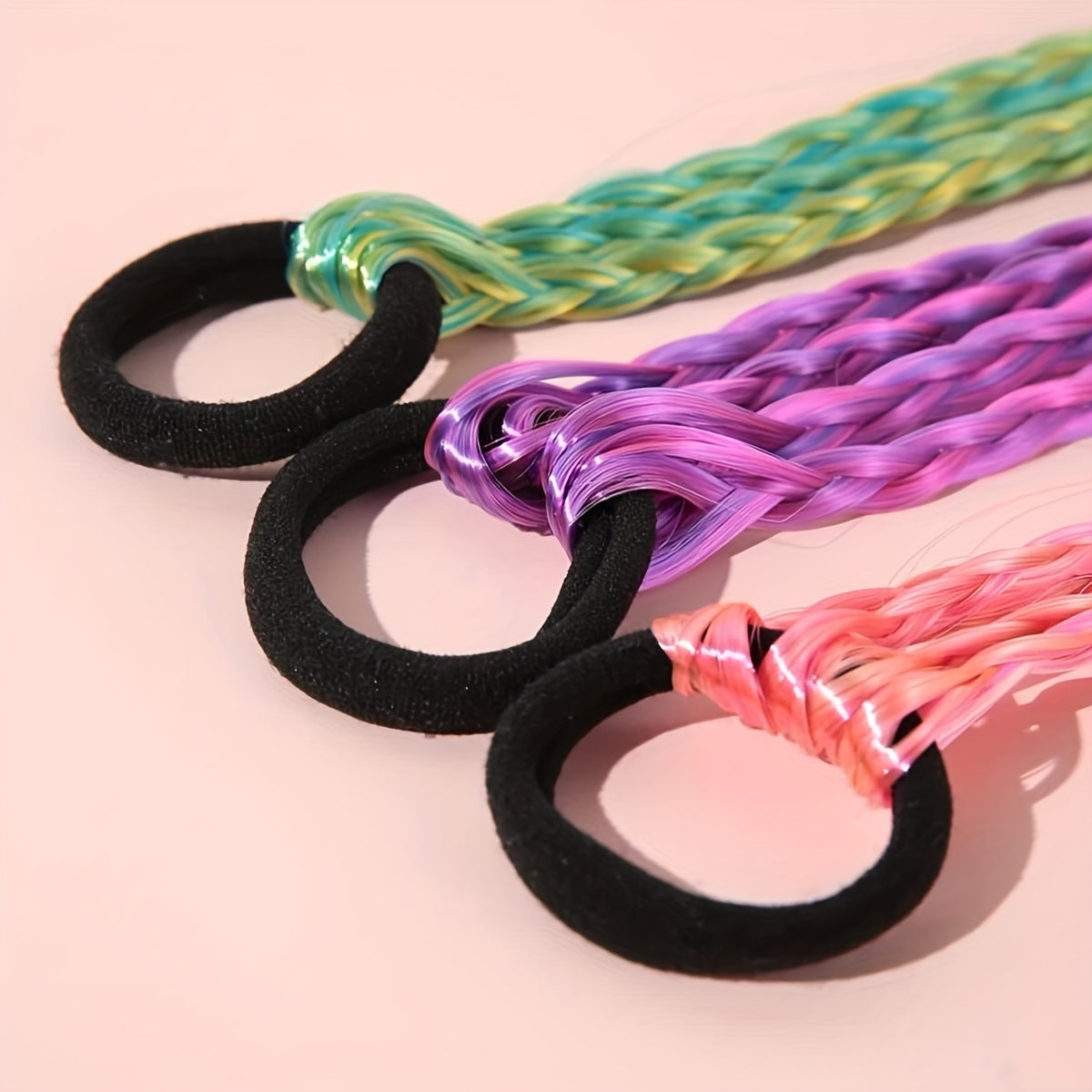 3pcs 4pcs Gradient Braid Wigs With Hair Ties - Hair Accessories for Girls