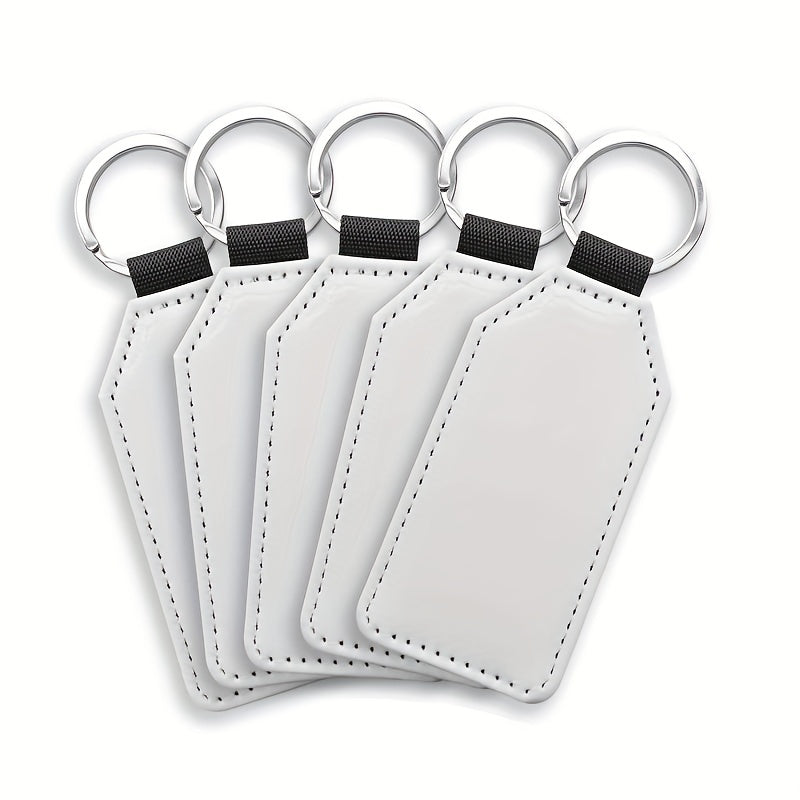 10pcs Sublimation PU Leather Glitter Keychain Single Side Printing
