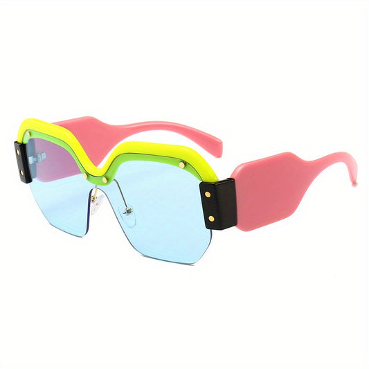Y2K Semi Rimless Candy Block Sunglasses UV400