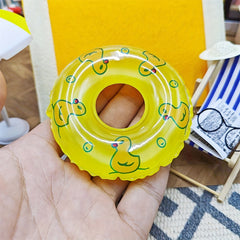 Summer Dollhouse Decor Yellow Tent Duck Swim Ring Tea Set