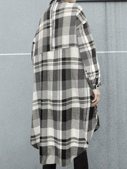  Plaid Print Long Sleeve Button Up Shirt Top