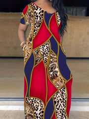  Tie Dye Print Maxi Dress with Pocket