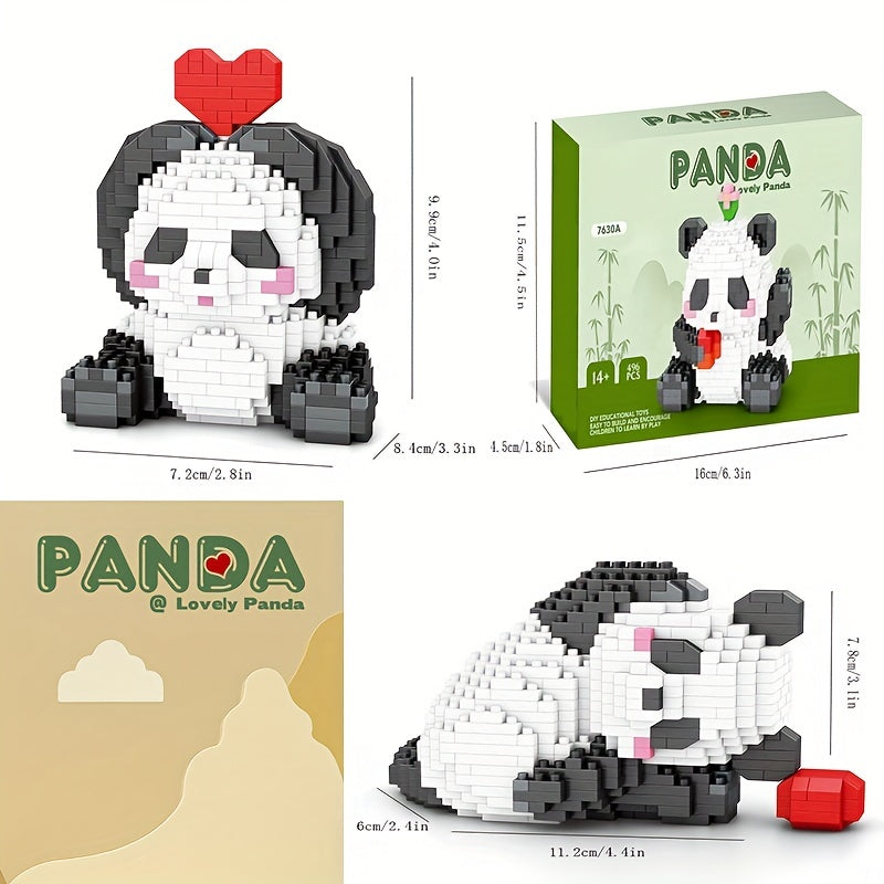 14 Styles Panda Orchid Flower Building Blocks Model Bricks Toy