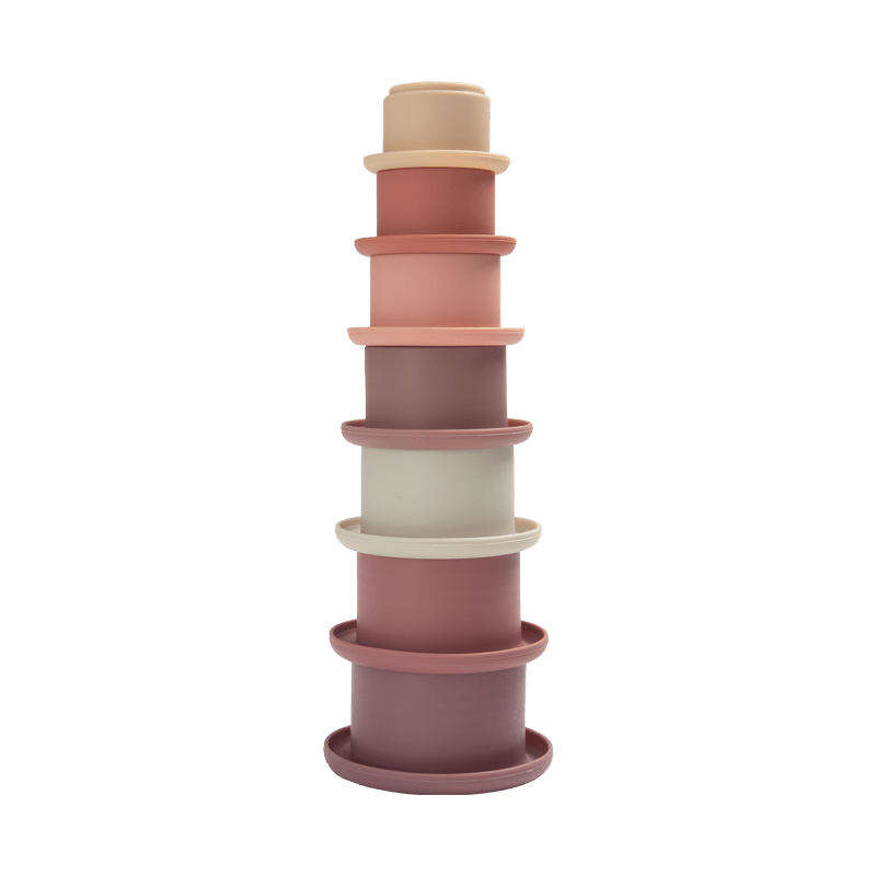 Silicone Baby Stacking Cups Toys Rainbow Stacking Tower