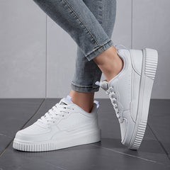 Faux Leather Heighten Skate Shoes Non Slip Flat Sneakers