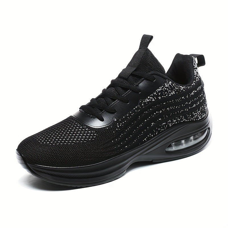 Men's Knit Air Cushioned Lace Up Casual Shoes Lightweight Non Slip Sneaker