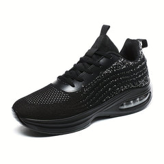 Men's Knit Air Cushioned Lace Up Casual Shoes Lightweight Non Slip Sneaker