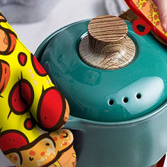 2pcs Pizza Pattern Oven Mitts Kitchen Baking Gloves