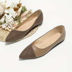 Women's Soft Sole Ballet Shoes Point Toe Colorblock Flats