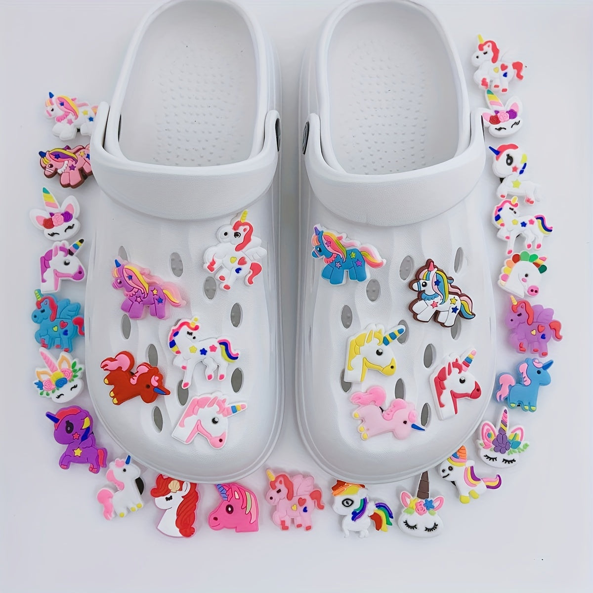30pcs Unicorn Shoe Charms DIY Sandal Decoration Women Shoe Buckle Accessories