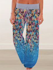 Women's Plus Floral Print High Rise Drawstring Loose Pants