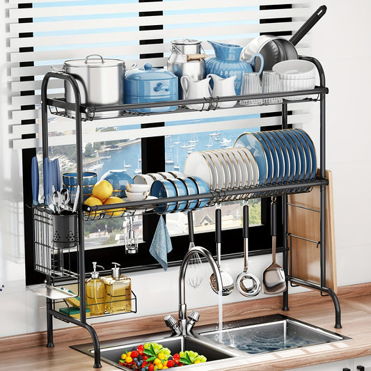 Stainless Steel Large Dish Rack with Utensil Holder