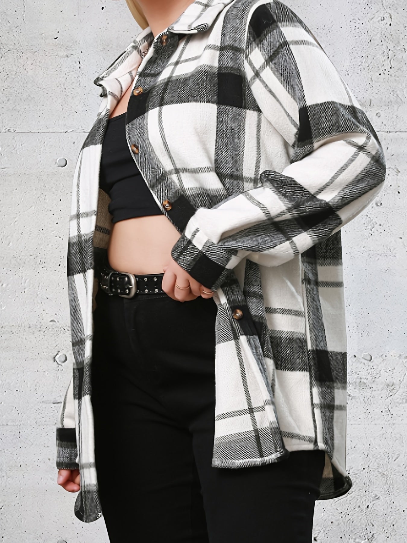  Plaid Long Sleeve Flannel Shirt Women's Casual Lapel Collar