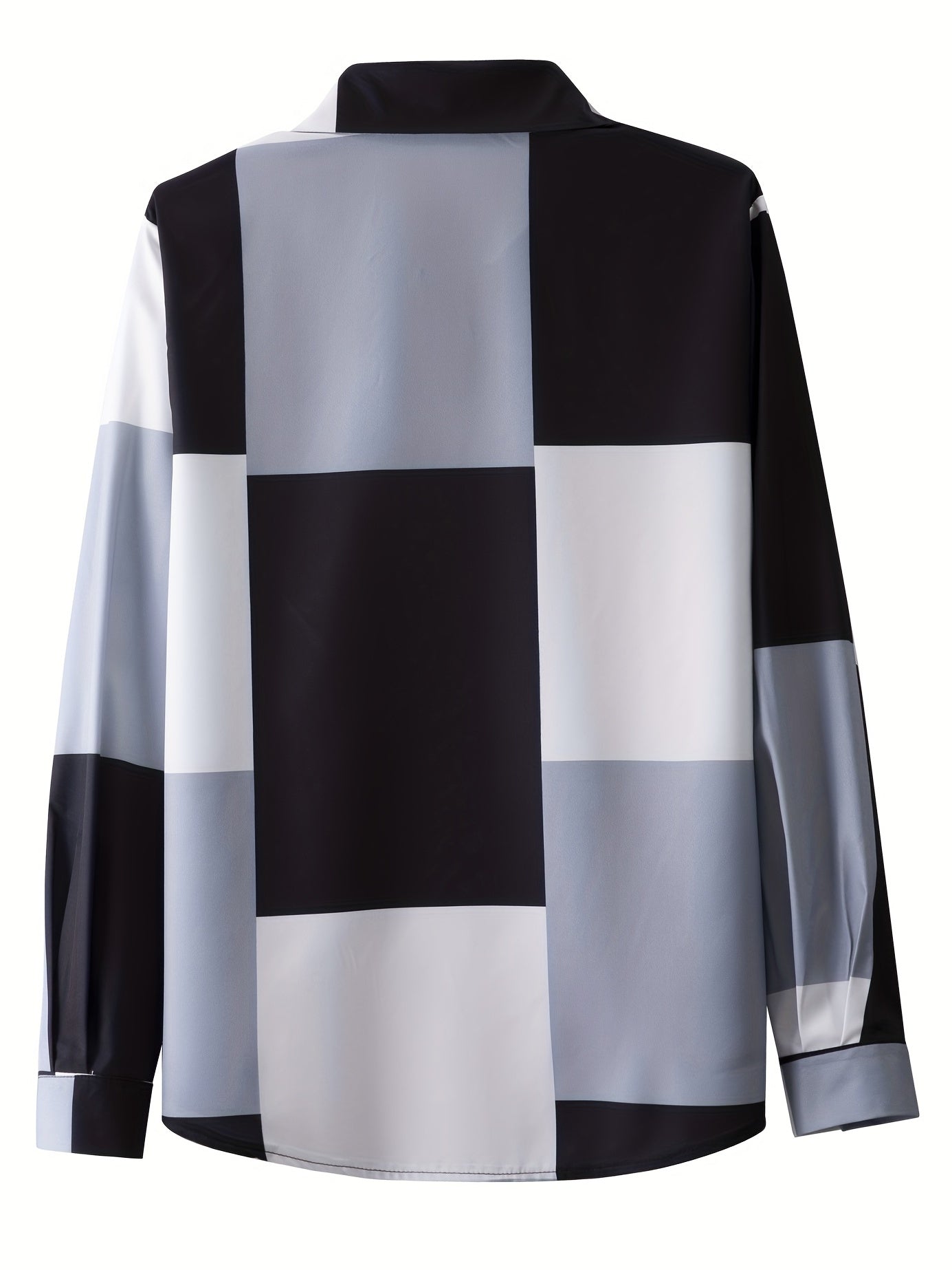  Colorblock Grid Button Up Blouse