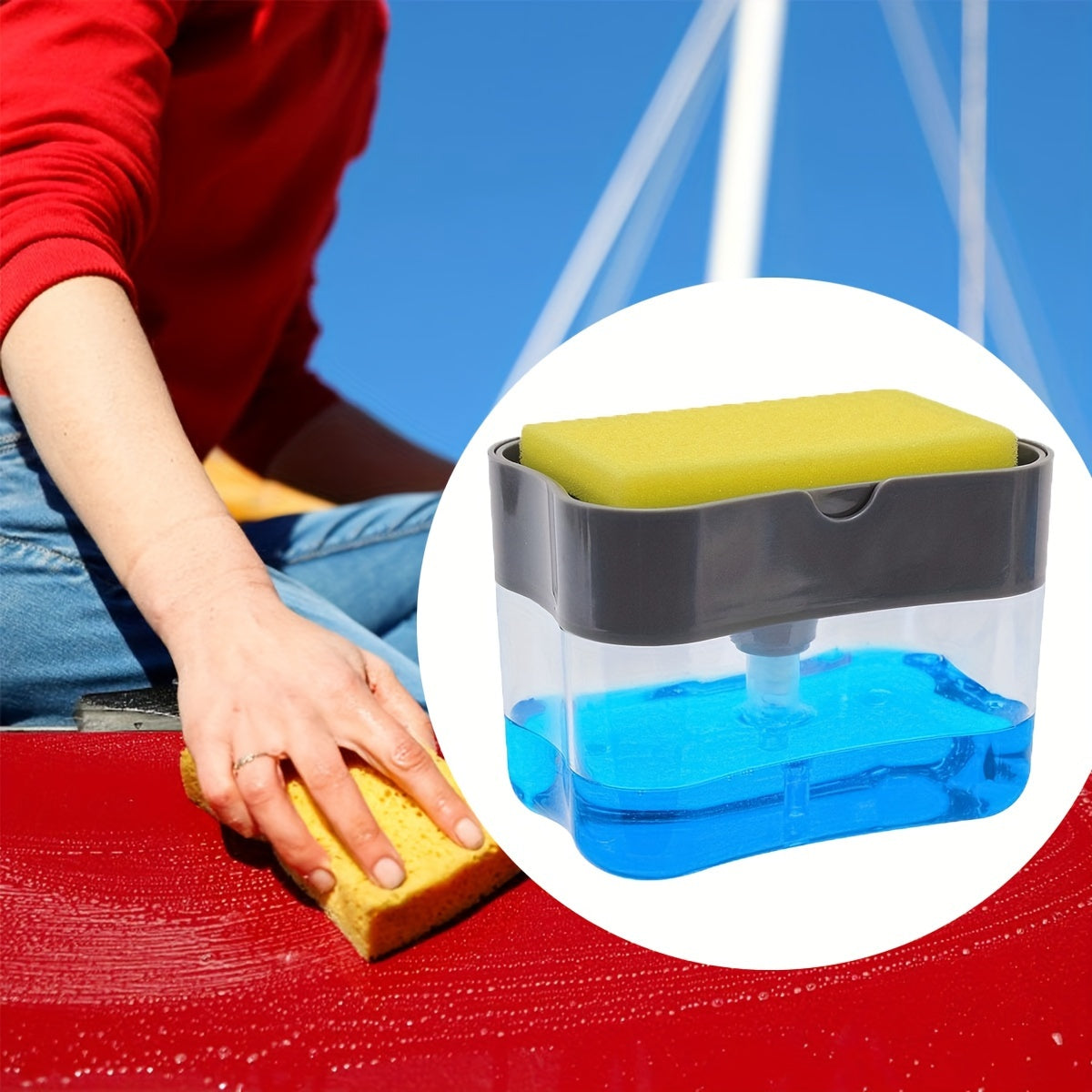 Kitchen Soap Dispenser & Sponge Holder Combo for Cleaning