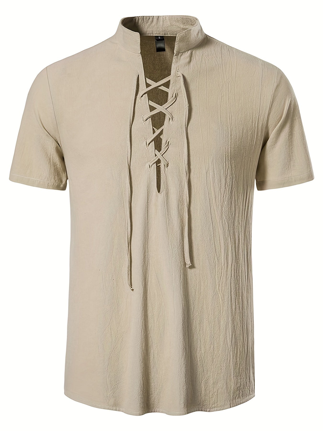 Casual Lace Up Short Sleeve Men's Shirt