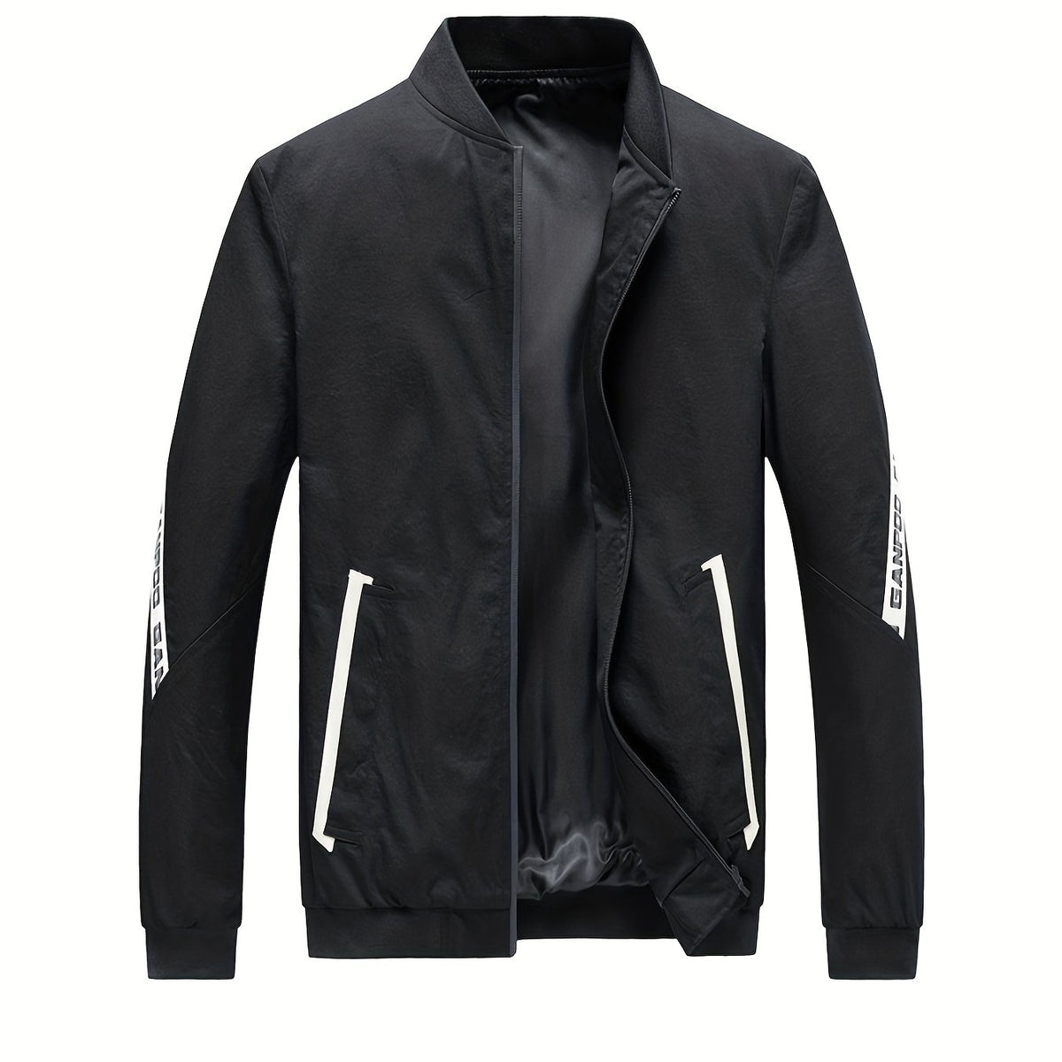 Men's Casual Windbreaker Jacket with Pockets for Outdoor Activities