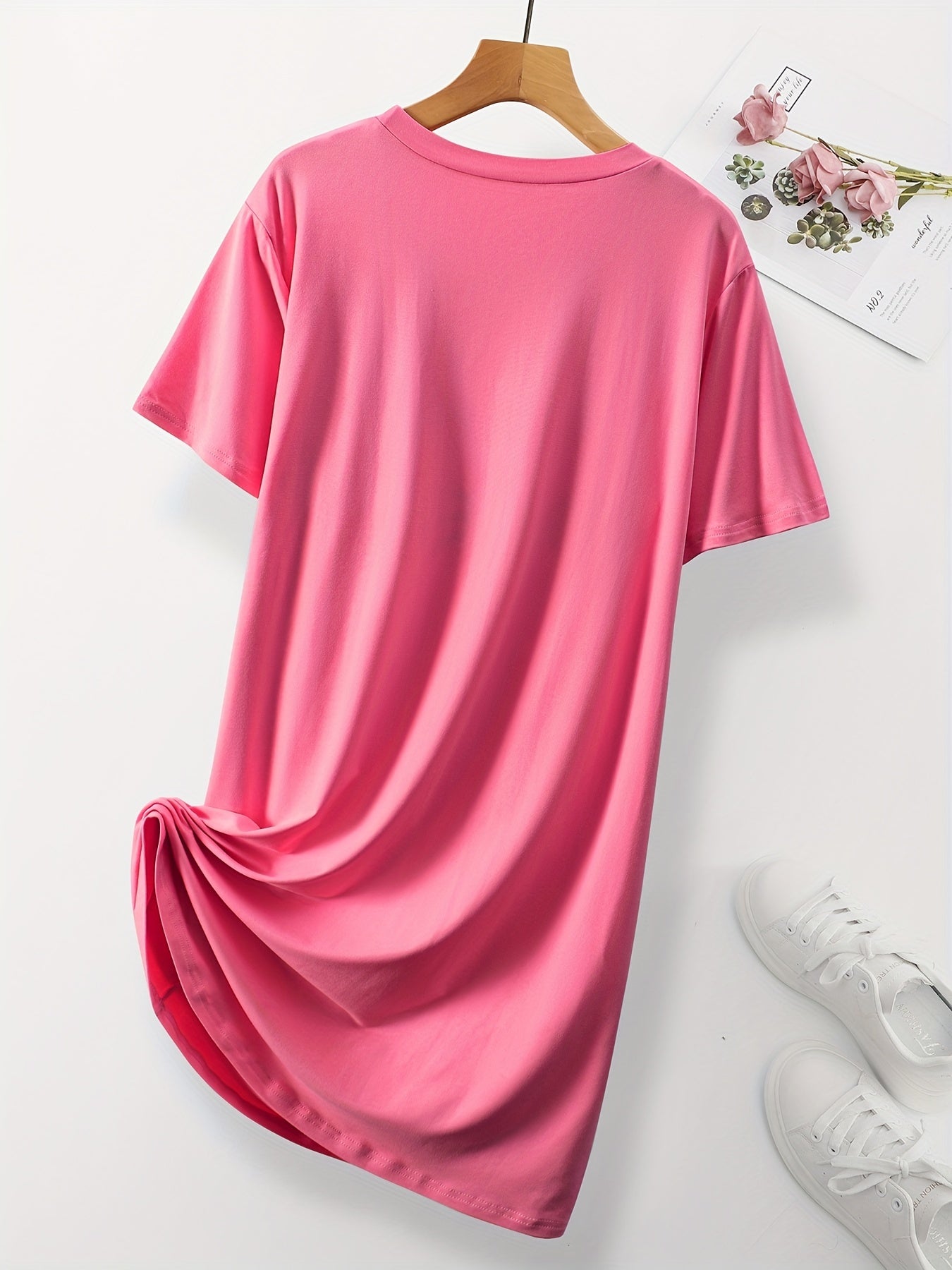  Women's Casual Nightdress Leopard Lip Print Short Sleeve Nightgown