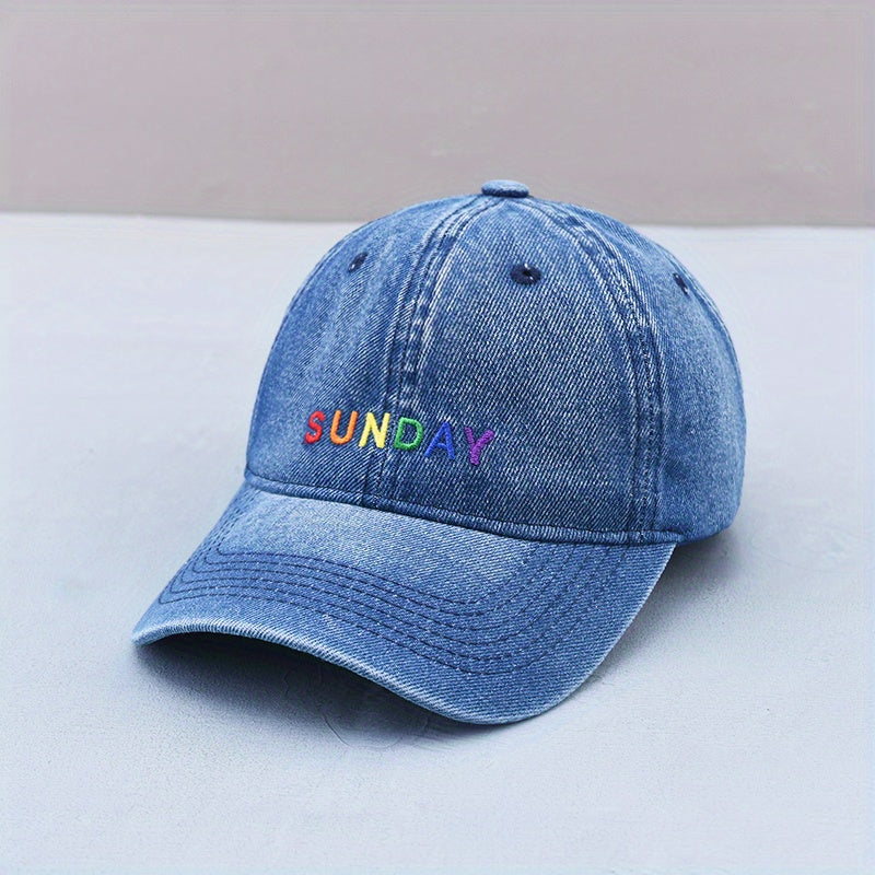Embroidery Baseball Cap Denim Washed Unisex Couple Sun Hat