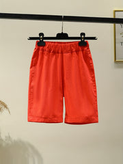 Kids Cotton Linen Casual Sweat Shorts Elastic Waist